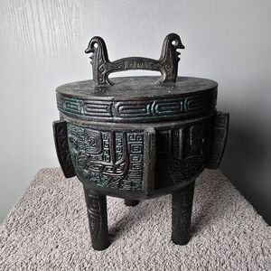 Vintage James Mont 1960s Bronze Burmese Verdigris Aztec 12" Ice Bucket